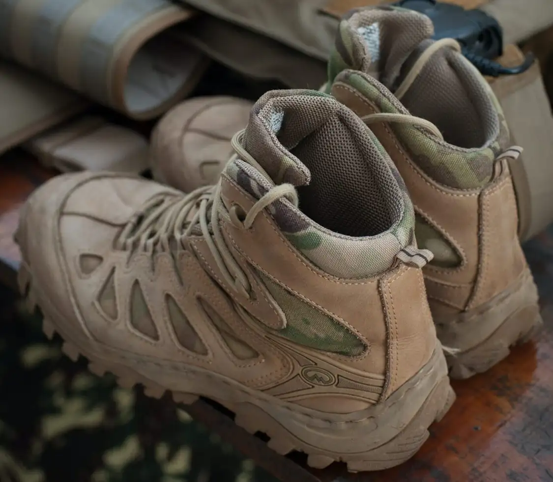 A military issue Gore-Tex hiking boot.