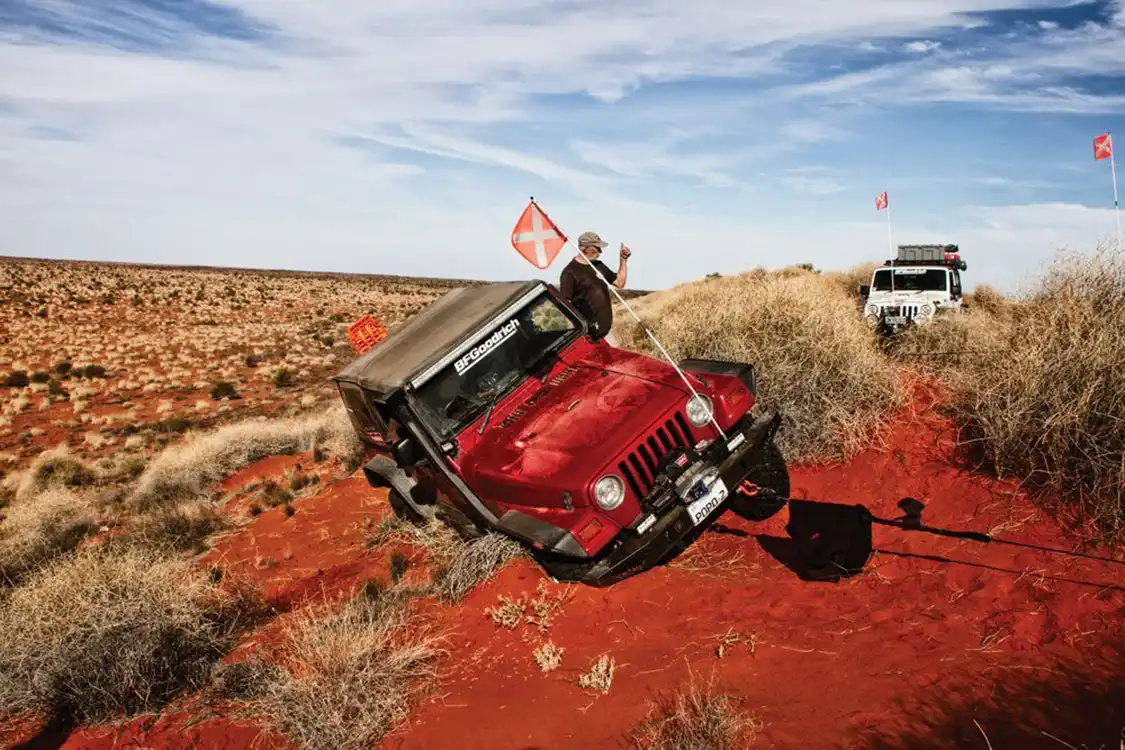 Jeep stuck in Australian desert