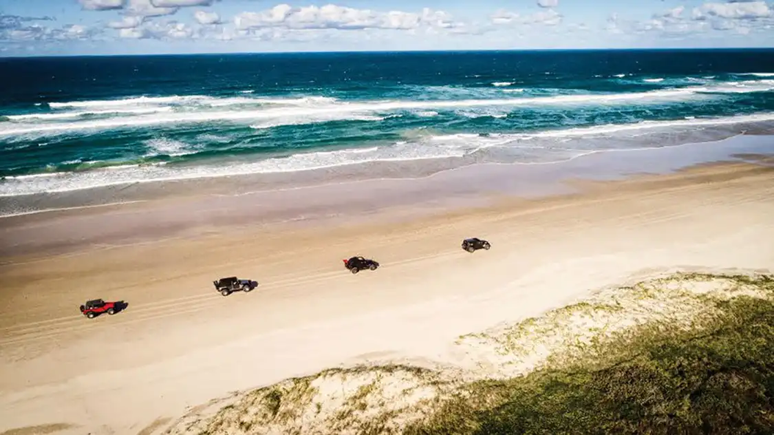 Jeep Convoy Driving on Australian Beach