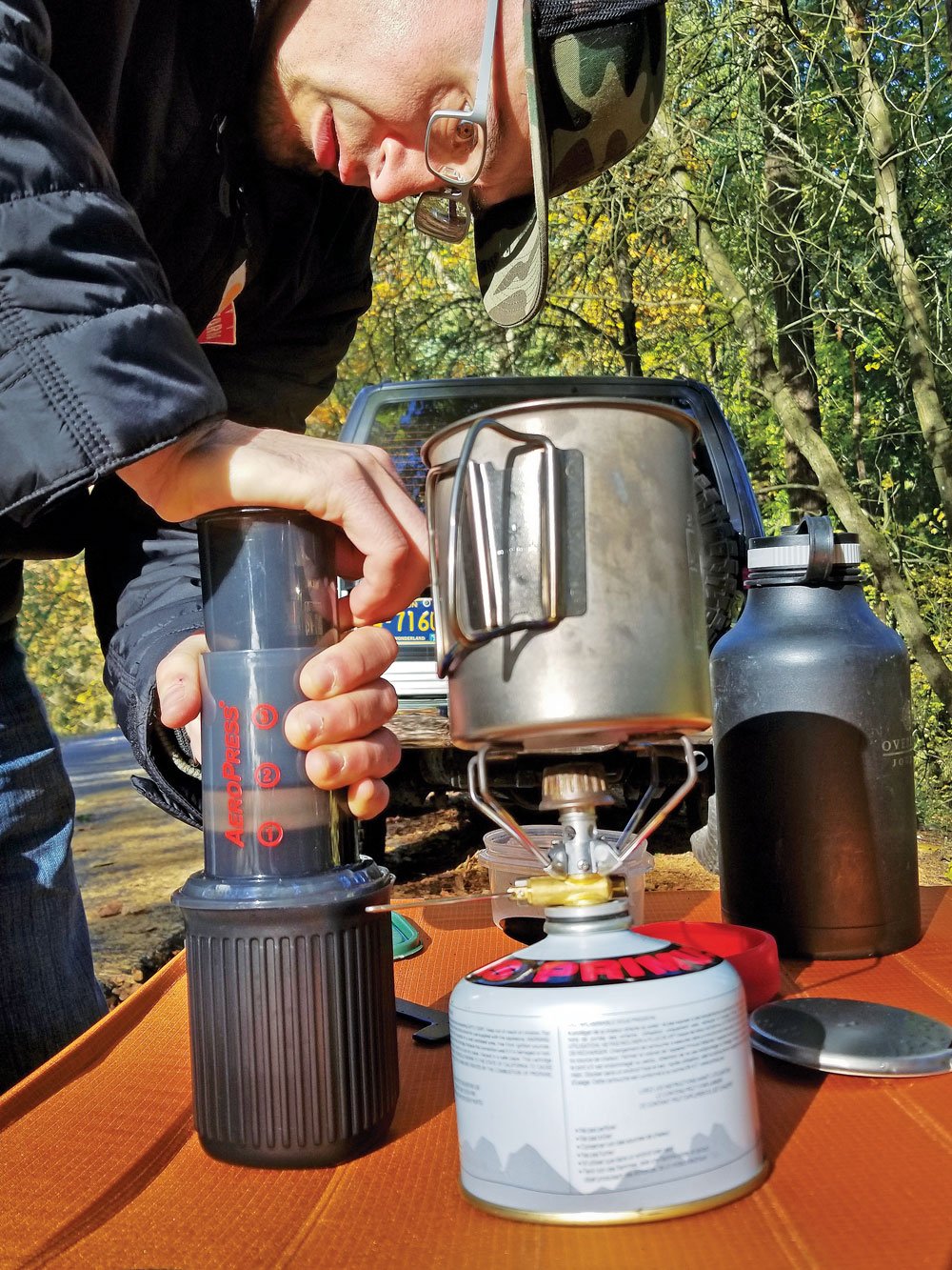 Aeropress Go on Brewing Mode for coffee on the go