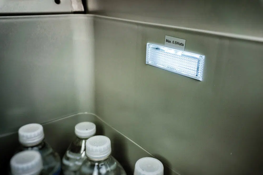 Water bottles cooling safely inside the fridge