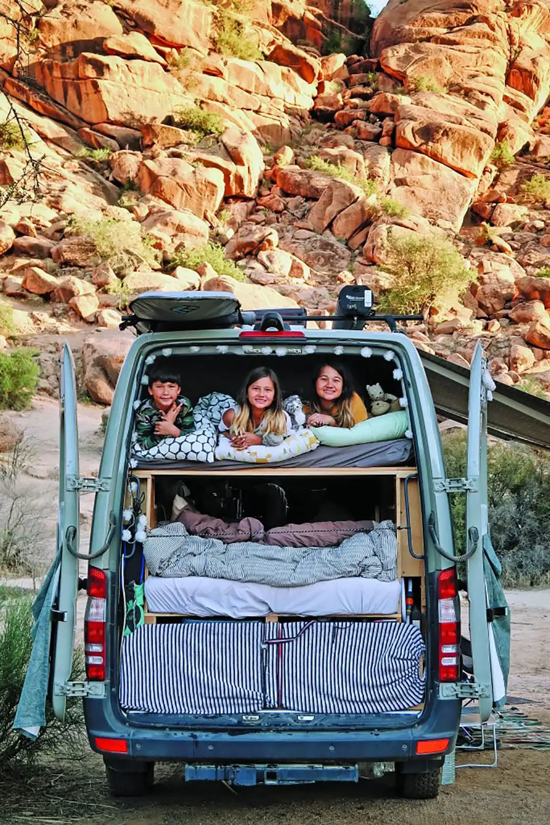 The Mali Mish siblings in their Sprinter van