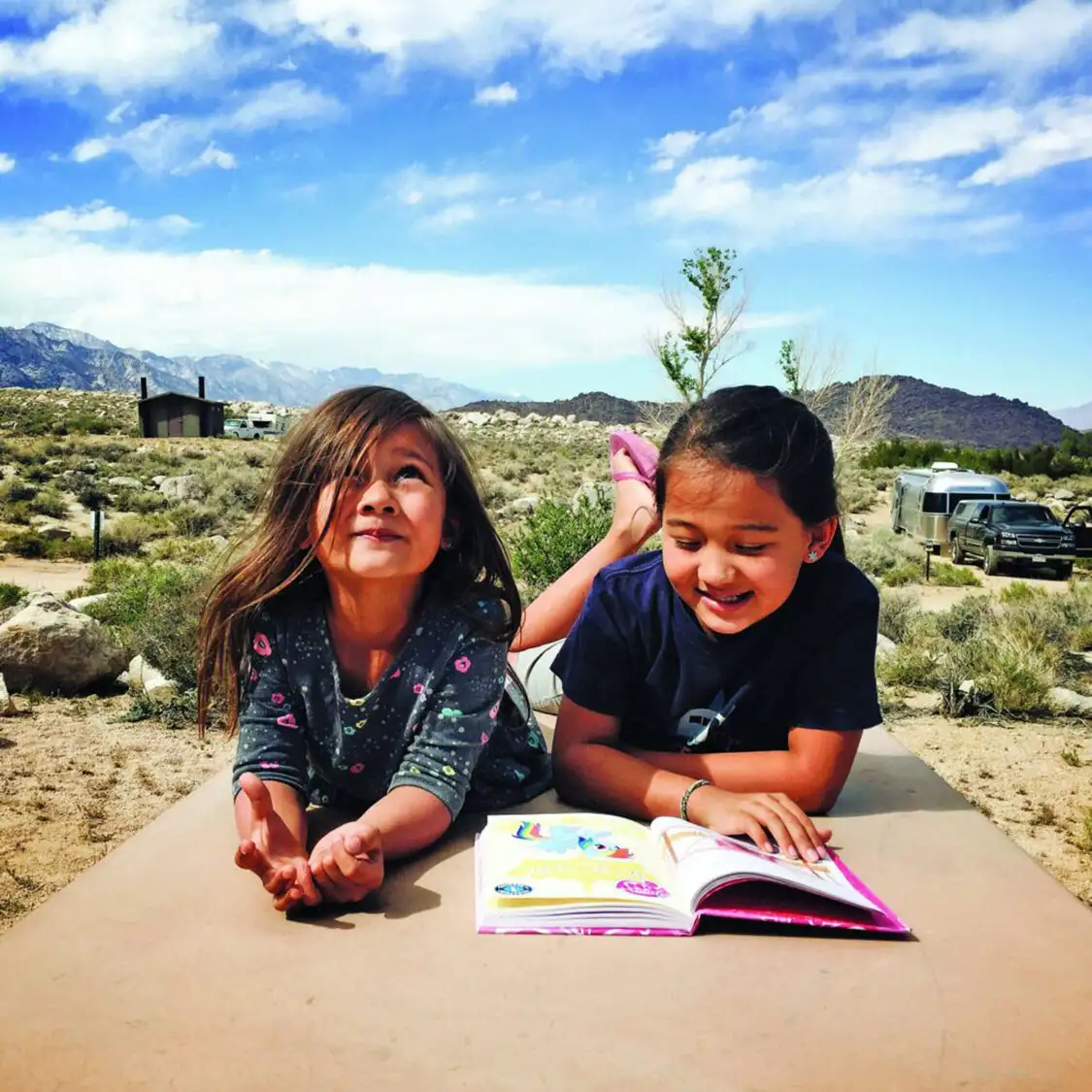 Road school reading near Lone Pine, California