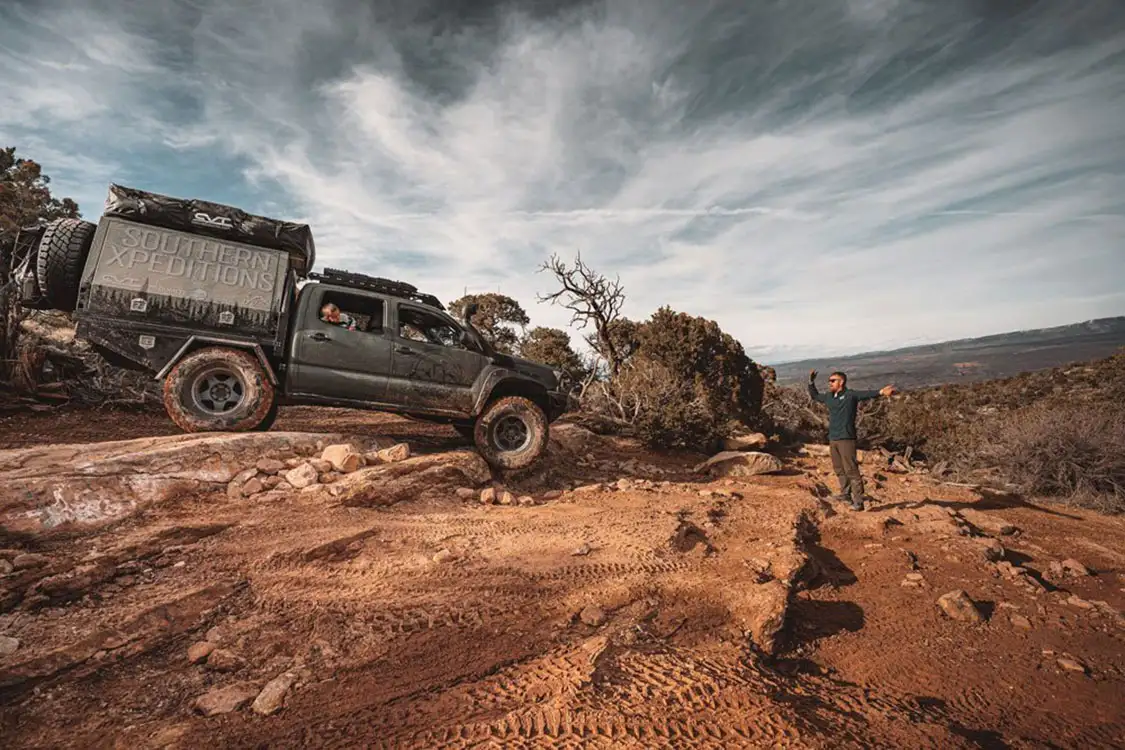 Jenna Kazmier drives at Top of the World trail in Moab, Utah