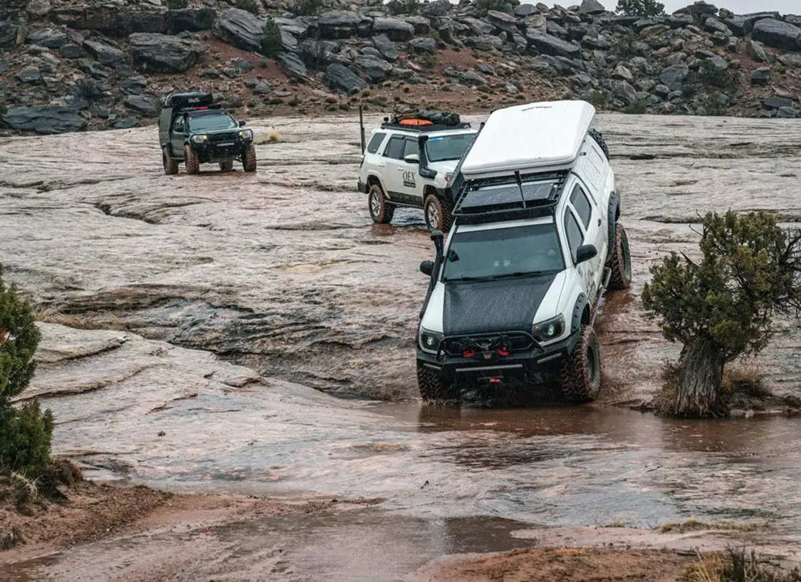 Southern Xpeditions crosses through a rock flat in Lunar Canyon, Utah