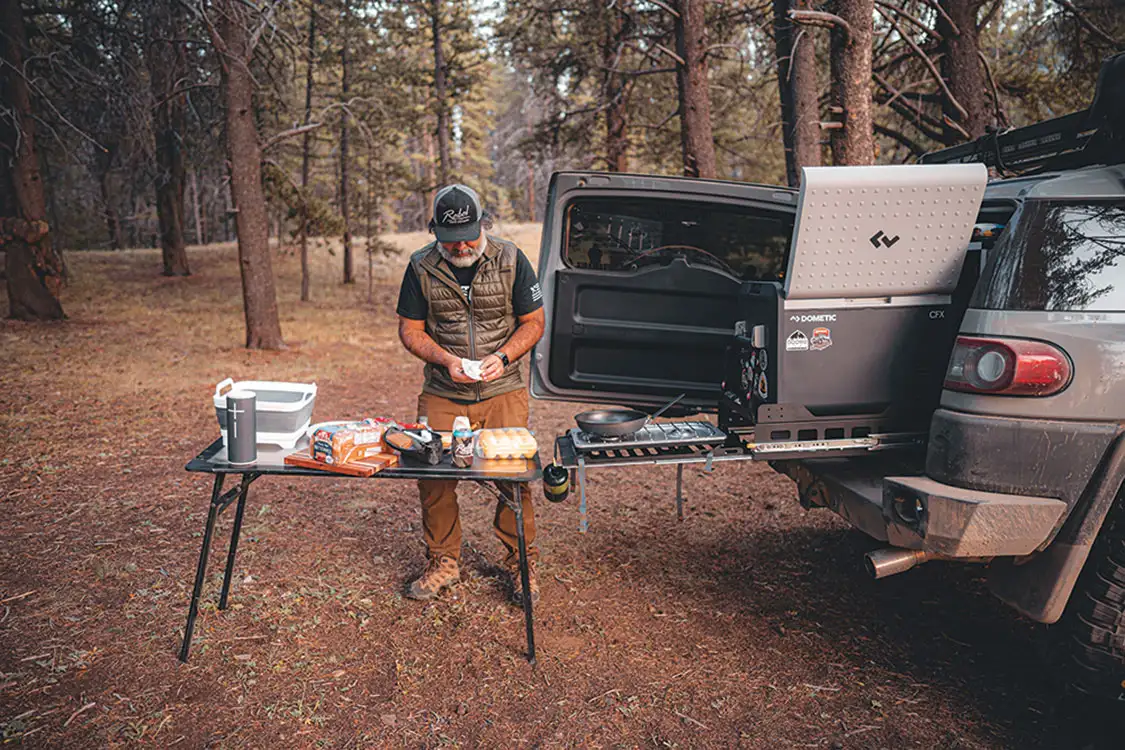 Goose Gear fridge slide, along with the Front Runner table