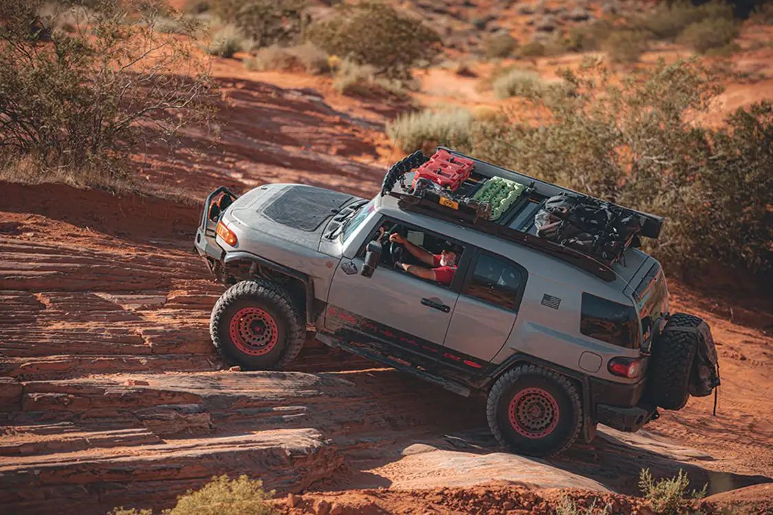 Climbing up rocky terrain is no problem for this FJ Cruiser