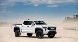 Rendering of the 2024 Tacoma in a white color.