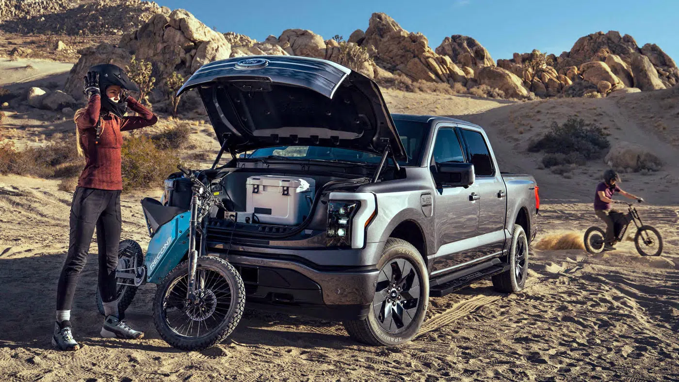 The Ford F150 has the largest front trunk on the market.